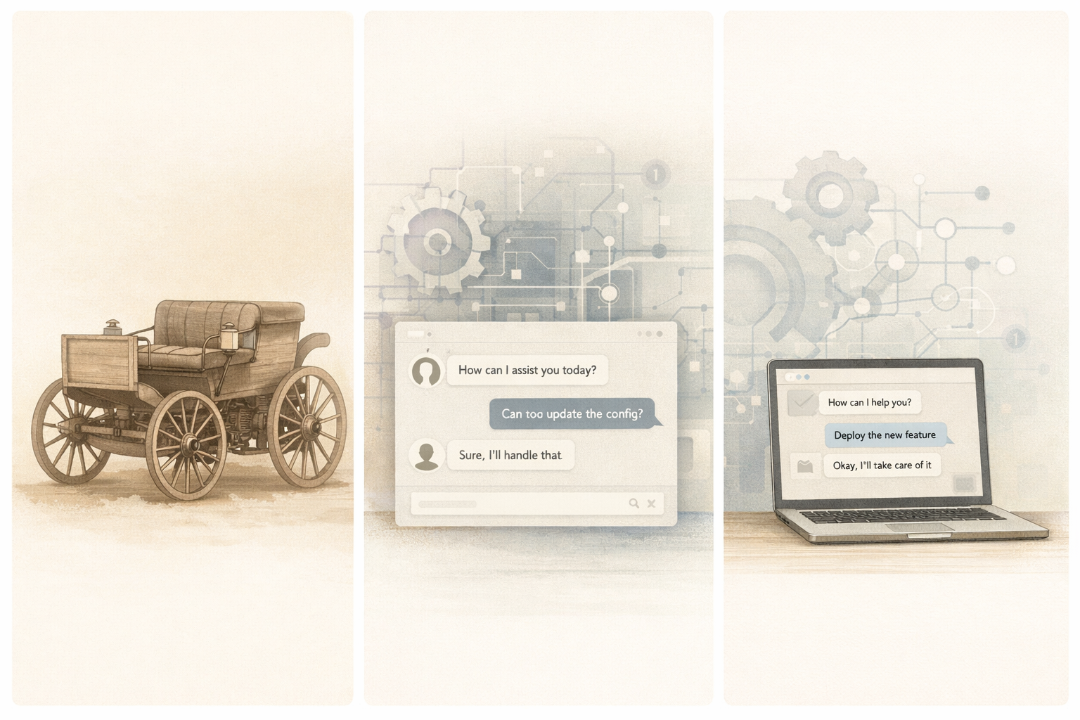 From horseless carriages to chat-based agents — the new always wears the face of the familiar